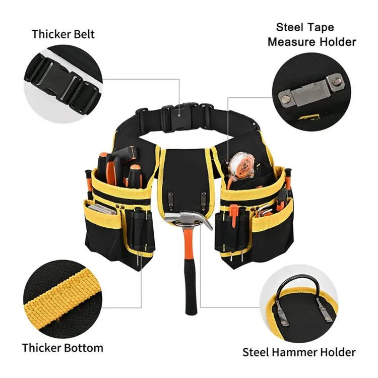 27-Pockets Heavy Duty Padded Tool Belts for Men, Detachable & Adjustable Tool Pouch - Image 2