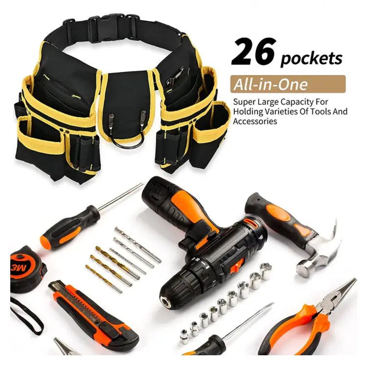 27-Pockets Heavy Duty Padded Tool Belts for Men, Detachable & Adjustable Tool Pouch - Image 5