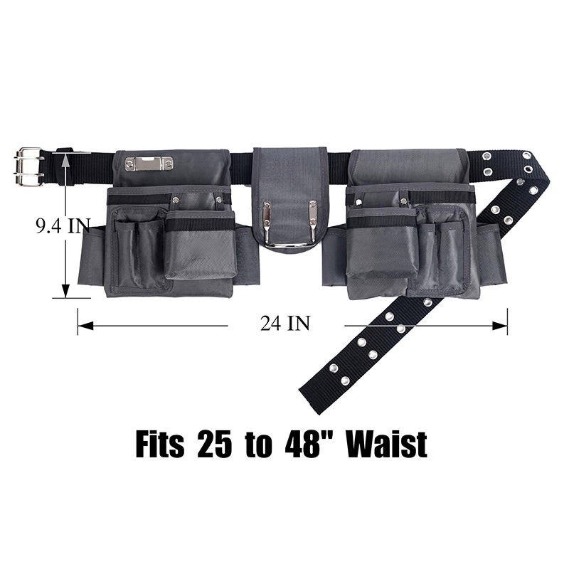 Heavy Duty Construction Tool Belt With Adjustable Pouches - Image 4